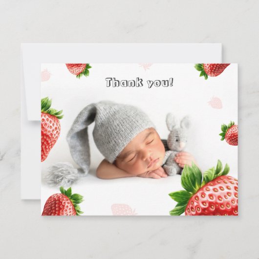 Aardbei Baby shower - Dank u kaart (Voorkant)