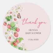 Aardbei Baby shower dank u Ronde Sticker (Voorkant)