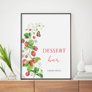 Aardbei Baby shower Dessert bar Poster