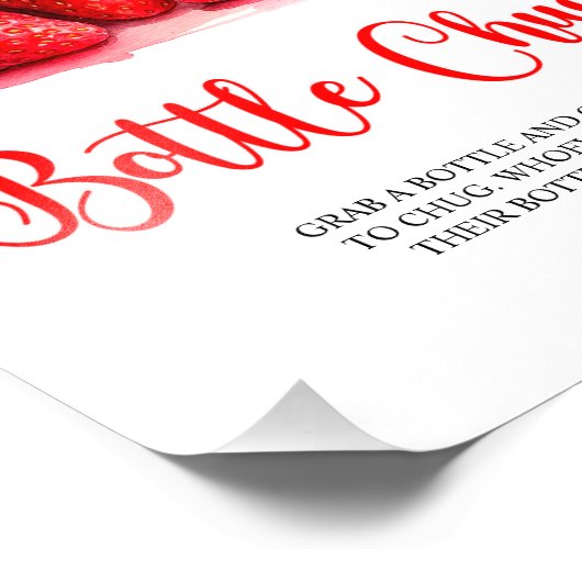 Aardbei Baby shower Fles Chug Game Sign Foto Afdruk (Hoek)