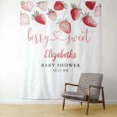 Aardbei Baby Shower Fotobackdrop Wandkleed (In situ)