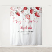 Aardbei Baby Shower Fotobackdrop Wandkleed (Voorkant)