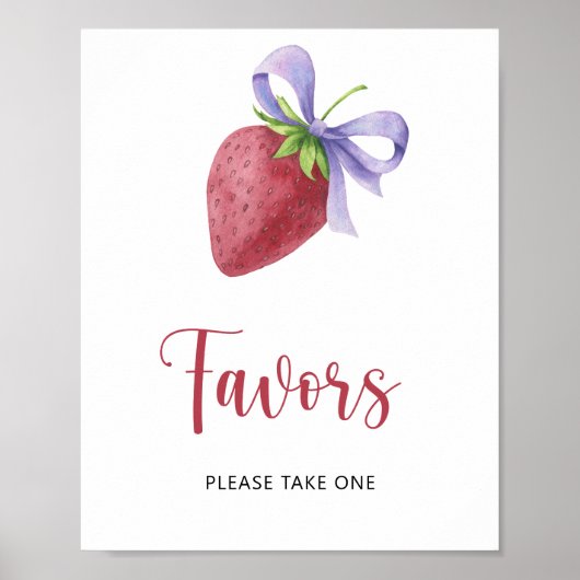Aardbei baby shower - gunsten poster (Voorkant)