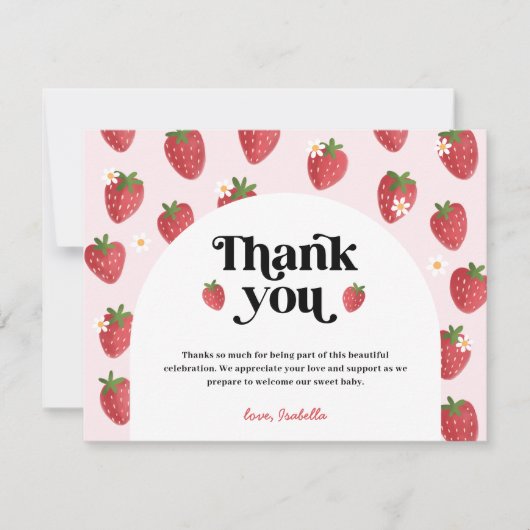 Aardbei Baby shower Hartelijk dank (Voorkant)