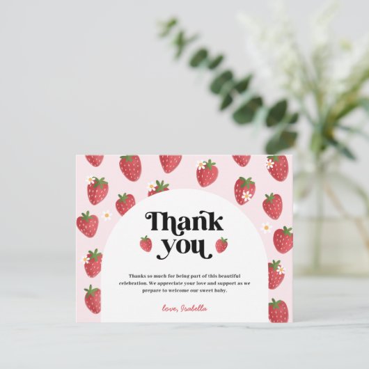 Aardbei Baby shower Hartelijk dank (Staand voorkant)
