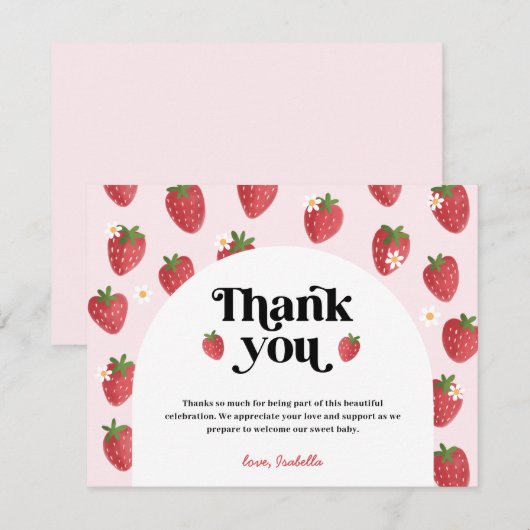 Aardbei Baby shower Hartelijk dank (Voorkant / Achterkant)