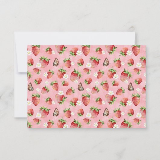 Aardbei Baby shower Hartelijk dank Bedankkaart (Achterkant)