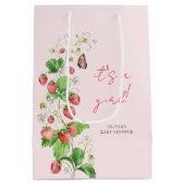 Aardbei Baby shower Het is een meisje Medium Cadeauzakje (Achterkant)