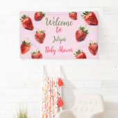 Aardbei baby shower Het is een meisje Spandoek (Insitu)