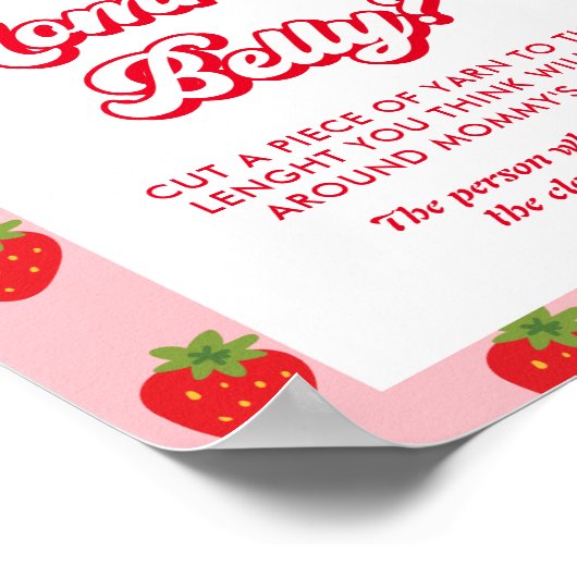 Aardbei Baby shower Hoe groot is haar buik Poster (Hoek)