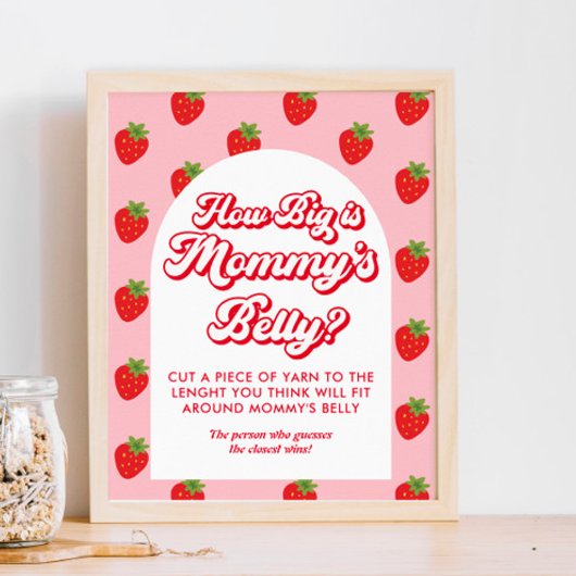 Aardbei Baby shower Hoe groot is haar buik Poster