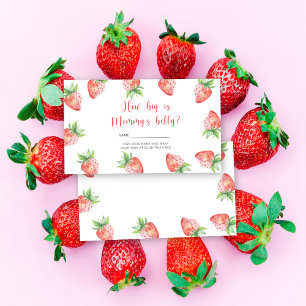 Aardbei - baby shower hoe groot is mama's buik informatiekaartje