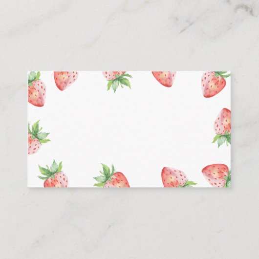 Aardbei - baby shower hoe groot is mama's buik informatiekaartje (Achterkant)