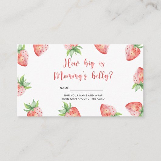 Aardbei - baby shower hoe groot is mama's buik informatiekaartje (Voorkant)