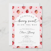 Aardbei Baby shower Invitation | Zoet bessen Kaart (Voorkant)
