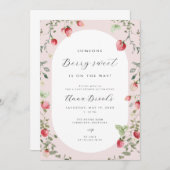 Aardbei Baby shower Invitation | Zoet bessen Kaart (Voorkant / Achterkant)