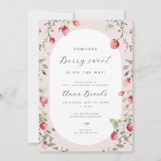 Aardbei Baby shower Invitation | Zoet bessen Kaart