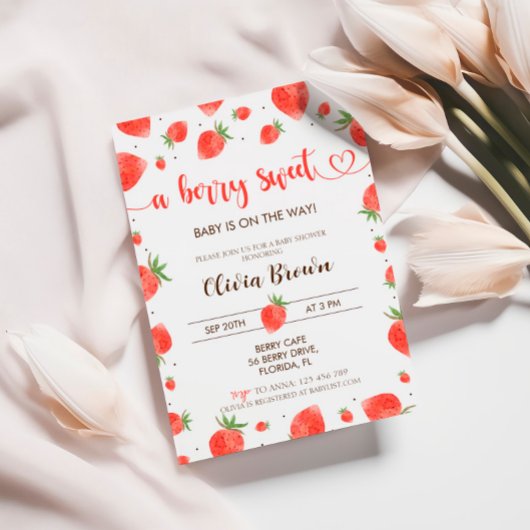 Aardbei Baby shower Invitation | Zoet bessen Kaart