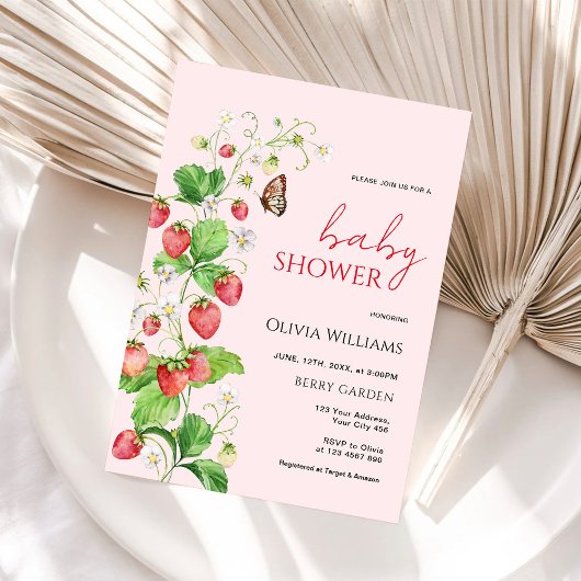 Aardbei Baby Shower Kaart