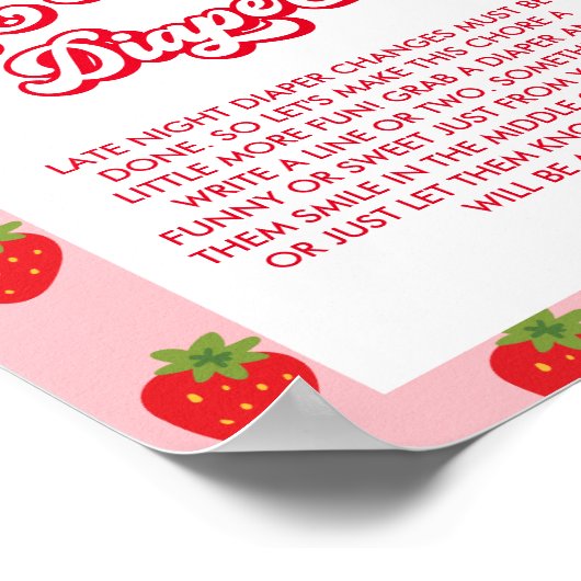 Aardbei Baby shower Late Night Luiers Game Poster (Hoek)