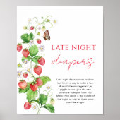 Aardbei Baby shower Late Night Luiers Poster (Voorkant)
