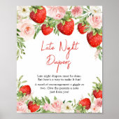 Aardbei Baby shower Late Night Luiers Poster (Voorkant)
