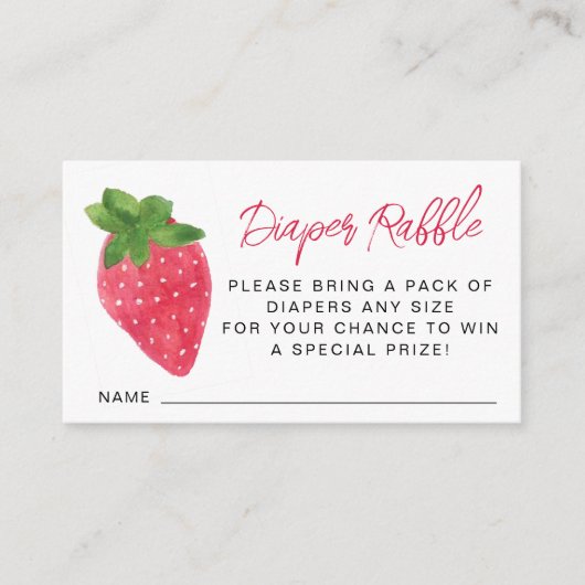 Aardbei Baby shower Luier Raffle Enclosure Auto Informatiekaartje (Voorkant)