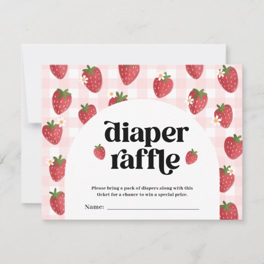 Aardbei Baby shower Luier Raffle Kaart (Voorkant)