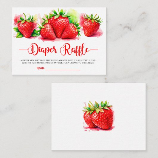 Aardbei Baby shower Luier Raffle Kaart (Voorkant / Achterkant)