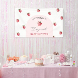 Aardbei baby shower met zoete aardbei spandoek