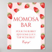Aardbei Baby shower Momosa Bar Poster (Voorkant)