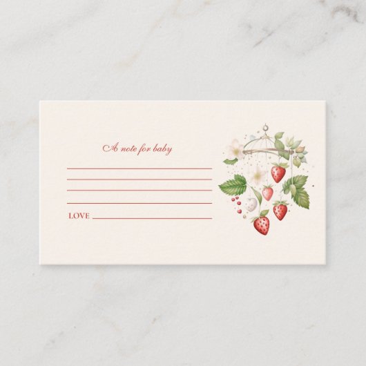 Aardbei Baby shower Note voor Baby Informatiekaartje (Voorkant)