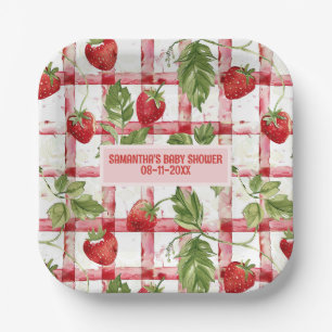 Aardbei baby shower papieren bordje