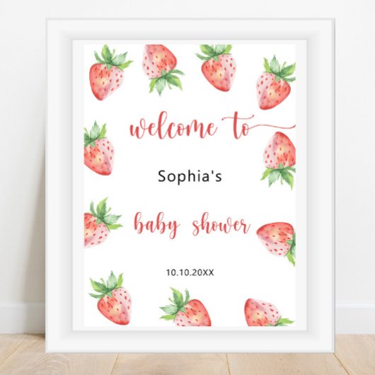 Aardbei baby shower poster