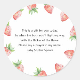 Aardbei baby shower - Prayer candle label