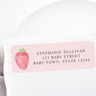 Aardbei Baby Shower Retouradres  Etiket