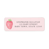 Aardbei Baby Shower Retouradres Etiket (Voorkant)