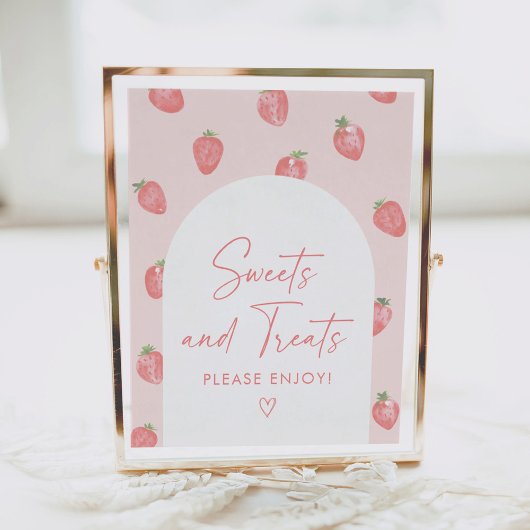 Aardbei Baby shower Snoepjes en Treats Teken Poster
