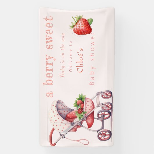 aardbei baby shower spandoek (Verticaal)