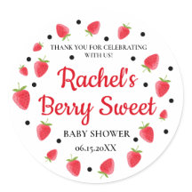 Aardbei Baby shower Stickers, Aardbei Theme