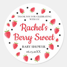 Aardbei Baby shower Stickers, Aardbei Theme Ronde Sticker