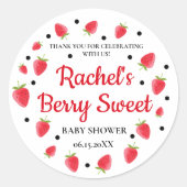 Aardbei Baby shower Stickers, Aardbei Theme Ronde Sticker (Voorkant)