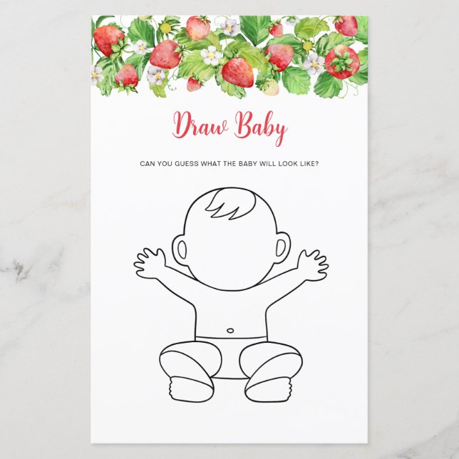 Aardbei Baby Shower Teken Baby Spel (Voorkant)