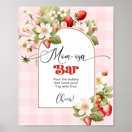 Aardbei baby shower thema Mom-osa bar Poster (Voorkant)