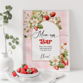 Aardbei baby shower thema Mom-osa bar Poster
