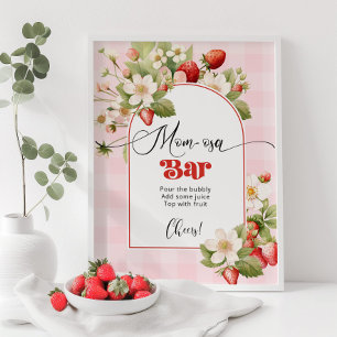 Aardbei baby shower thema Mom-osa bar Poster