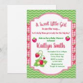 Aardbei Baby shower Uitnodiging 5x7 Meisje Baby (Voorkant / Achterkant)