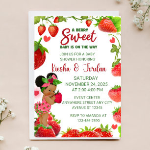 Aardbei Baby shower Uitnodiging, Aardbei Baby Kaart
