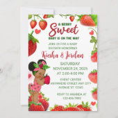Aardbei Baby shower Uitnodiging, Aardbei Baby Kaart (Voorkant)