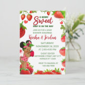 Aardbei Baby shower Uitnodiging, Aardbei Baby Kaart (Staand voorkant)